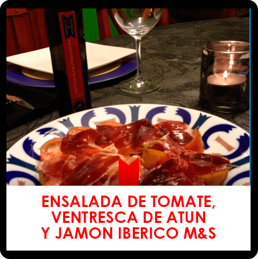 17 marzo: ensalada de tomate, ventresca de atún y jamón ibérico