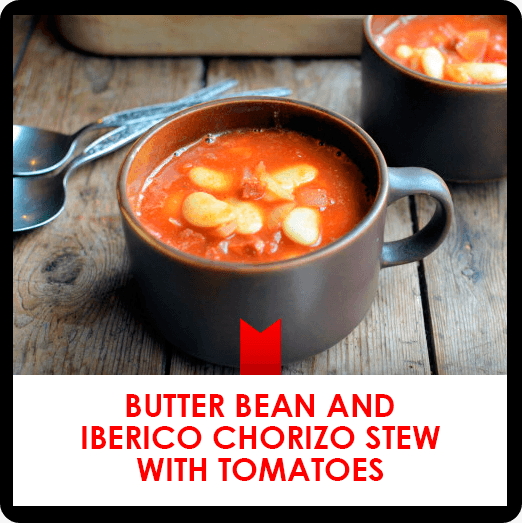 Butter bean and iberico chorizo stew with tomatoes recipe