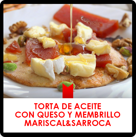 Torta de aceite con queso y membrillo Mariscal & Sarroca, frutos secos y miel