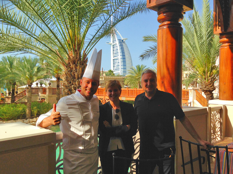 Chef Oscar Poquet in Al Hambra Restaurant at Madinat Jumeirah (Dubai) with Mariscal & Sarroca